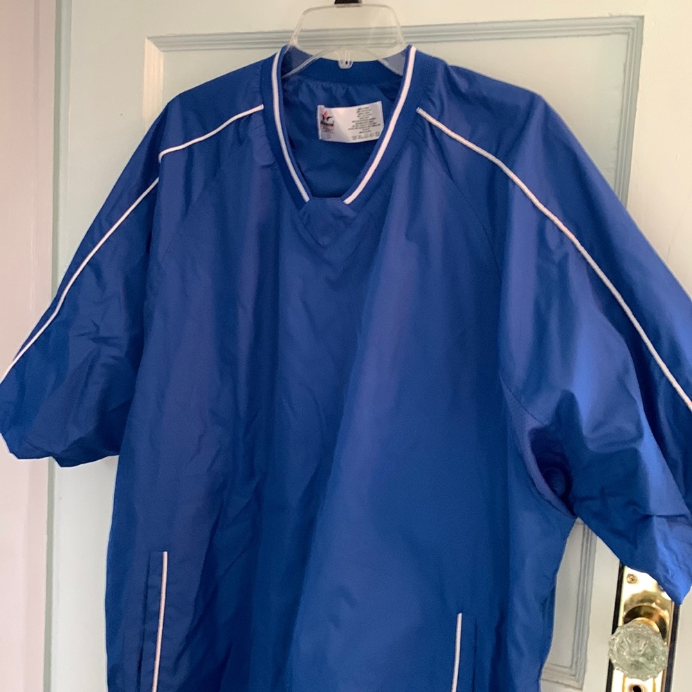 Alleson Athletic Blue Short Sleeve Mens Windbreaker Pullover